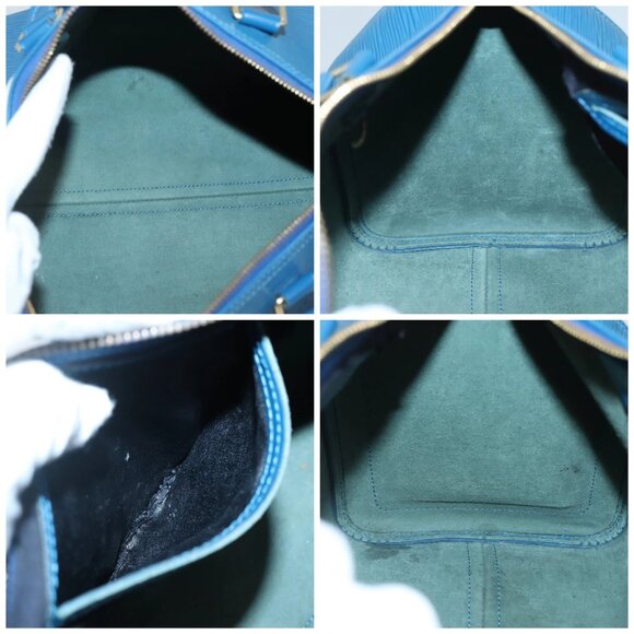 LOUIS VUITTON Epi Speedy 30 Hand Bag Toledo Blue - Picture 14 of 15